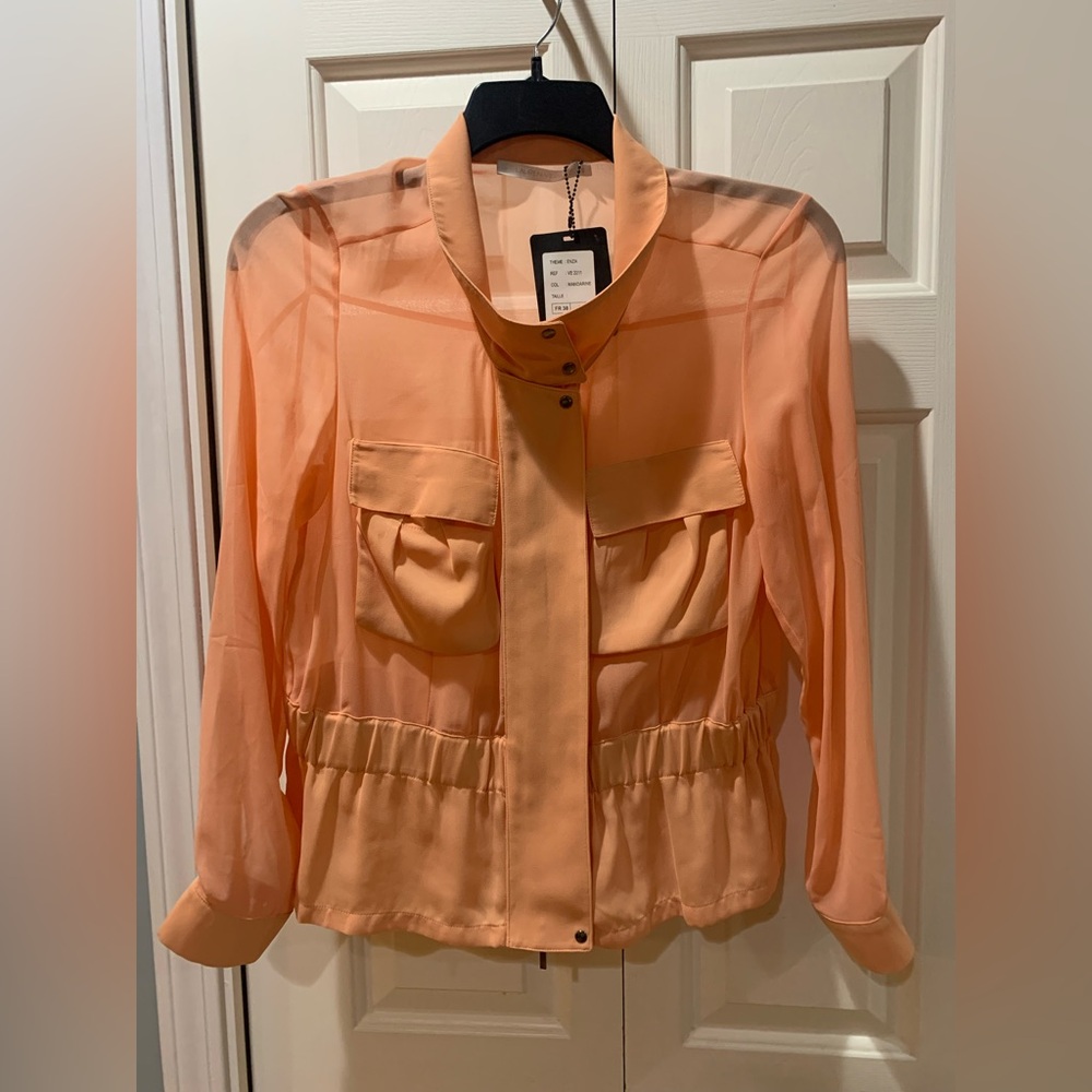 NWT Lauren Vidal Enza sheer zip/snap up blazer size Small